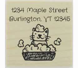 Custom Cat in Bubble Bath Rubber Stamp - 1.5" X 1.5" - Stamptopia