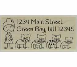 Custom Cat Lady Address Stamp - 2.5" X 1.25" - Stamptopia
