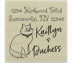 Custom Cat Sitting Outline Rubber Stamp - 1.5" X 1.5" - Stamptopia