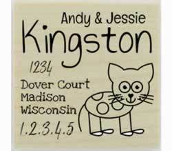 Custom Cat with Spots Drawing Rubber Stamp - 1.5" X 1.5" - Stamptopia