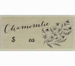 Custom Chamomlie Herb Design Stamp - 2" X 1" - Stamptopia