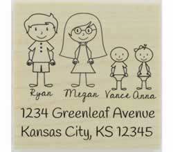 Custom Couple With Babies Address Stamp - 2" X 2" - Stamptopia