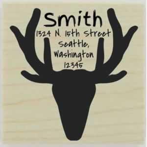 Custom Deer Head Silhouette Address Stamp - 1.5" X 1.5" - Stamptopia