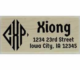 Custom Diamond Shape Monogram Address Stamp - 2.5" X 1" - Stamptopia
