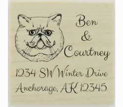 Custom Exotic Shorthair Cat Rubber Stamp - 1.5" X 1.5" - Stamptopia