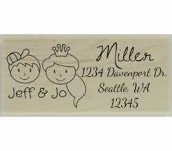 Custom Faces Couple Return Address Stamp - 2.5" X 1.25" - Stamptopia