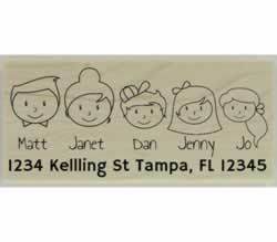 Custom Family Of Five Address Stamp - 2.5" X 1.25" - Stamptopia