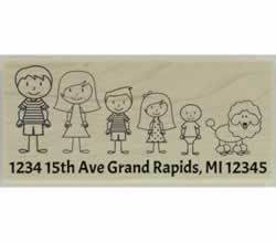 Custom Family Of Five And Dog Address Stamp - 2.5" X 1.25" - Stamptopia