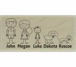 Custom Family With Two Dogs Stamp - 2.5" X 1.25" - Stamptopia