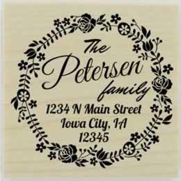 Custom Floral Circle Border Address Stamp - 2" X 2" - Stamptopia