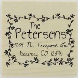 Custom Floral Rectangle Border Address Stamp - 2" X 2" - Stamptopia