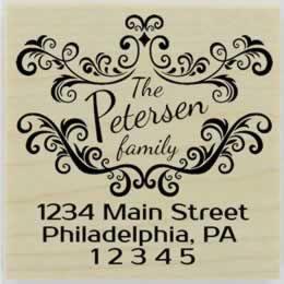 Custom Flourish Border Return Address Stamp - 2" X 2" - Stamptopia
