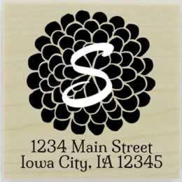 Custom Flower Monogram Address Stamp - 1.5" X 1.5" - Stamptopia