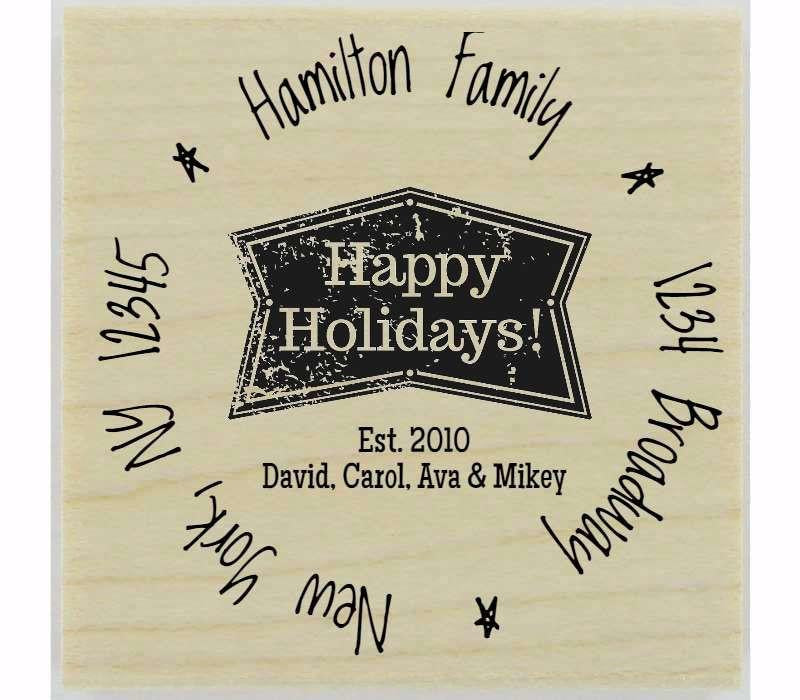 Custom Happy Holidays Stamp - 1.5" X 1.5" - Stamptopia
