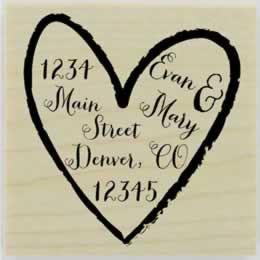 Custom Heart Border Address Stamp - 2" X 2" - Stamptopia