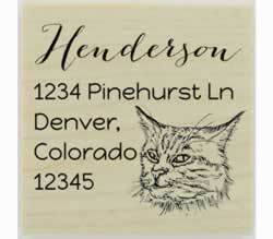 Custom Main Coon Cat Rubber Stamp - 1.5" X 1.5" - Stamptopia