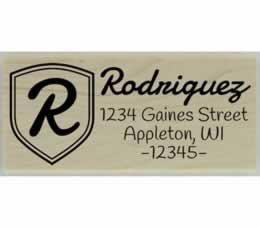 Custom Monogram In Shield Rubber Stamp - 2.5" X 1" - Stamptopia