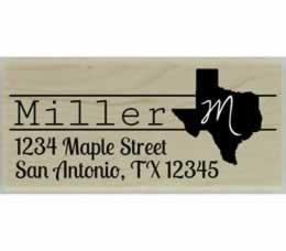 Custom Monogram State Address Stamp - 2.5" X 1" - Stamptopia