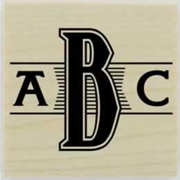 Custom Monogram With Lines Rubber Stamp - 1.5" X 1.5" - Stamptopia
