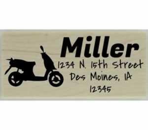 Custom Moped Return Address Stamp - 2.5" X 1" - Stamptopia
