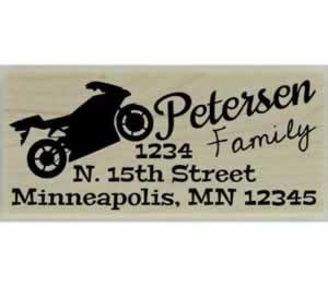Custom Motorcycle Address Stamp - 2.5" X 1" - Stamptopia