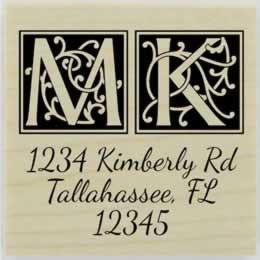 Custom Ornamental Initial Return Address Stamp - 1.5" X 1.5" - Stamptopia