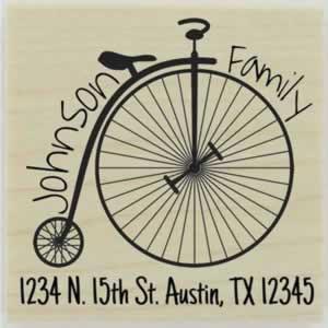 Custom Penny Farthing Address Stamp - 1.5" X 1.5" - Stamptopia