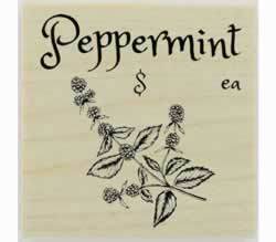 Custom Peppermint Herb Stamp - 1.5" X 1.5" - Stamptopia