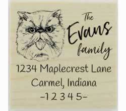 Custom Persian Cat Face Rubber Stamp - 1.5" X 1.5" - Stamptopia