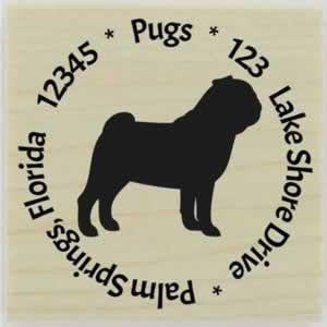 Custom Pug Stamp Design 1 - 1.5" X 1.5" - Stamptopia