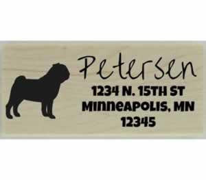 Custom Pug Stamp Design 3 - 2.5" X 1" - Stamptopia