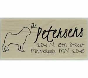 Custom Pug Stamp Design 4 - 2.5" X 1" - Stamptopia