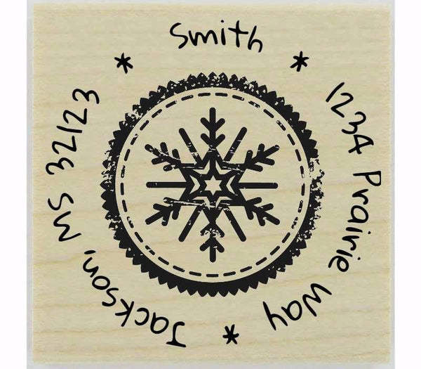 Custom Round Snowflake Stamp - 1.5" X 1.5" - Stamptopia