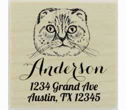 Custom Scottish Fold Cat Rubber Stamp - 1.5" X 1.5" - Stamptopia