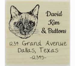 Custom Siamese Cat Face Rubber Stamp - 1.5" X 1.5" - Stamptopia