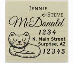 Custom Sleeping Cat Rubber Stamp - 1.5" X 1.5" - Stamptopia