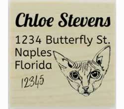 Custom Sphynx Cat Face Rubber Stamp - 1.5" X 1.5" - Stamptopia