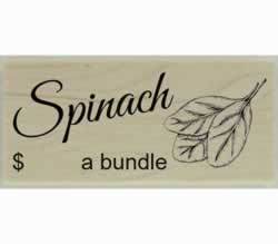 Custom Spinach Herb Design Stamp - 2" X 1" - Stamptopia