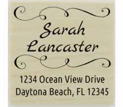 Custom Swirl Name Border Stamp - 1.5" X 1.5" - Stamptopia