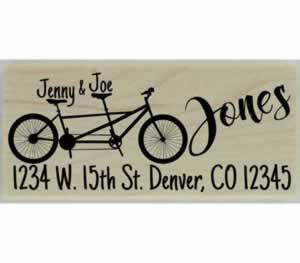 Custom Tandem Bicycle Return Address Stamp - 2.5" X 1" - Stamptopia