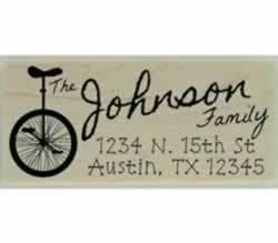 Custom Unicycle Address Stamp - 2.5" X 1" - Stamptopia