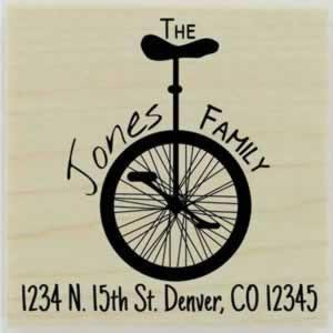 Custom Unicycle Return Address Stamp - 1.5" X 1.5" - Stamptopia