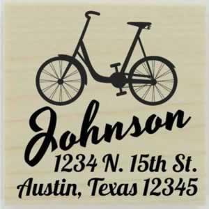 Custom Vintage Bike Address Stamp - 1.5" X 1.5" - Stamptopia