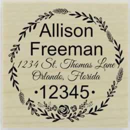 Custom Wedding Floral Border Address Stamp - 2" X 2" - Stamptopia