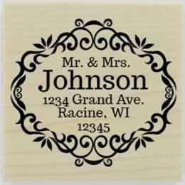 Custom Wedding Flourish Border Address Stamp - 2" X 2" - Stamptopia