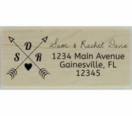 Davis Double Arrow Monogram Address Stamp - 2.5" X 1" - Stamptopia