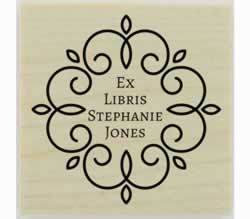 Decorative Border Ex Libris Rubber Stamp - 1.5" X 1.5" - Stamptopia