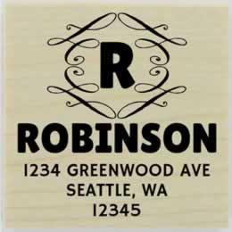 Decorative Border Monogram Return Address Stamp - 1.5" X 1.5" - Stamptopia