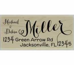 Decorative Calligraphy Name Address Stamp - 2.5" X 1.25" - Stamptopia