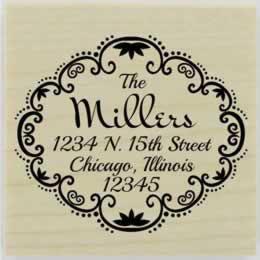 Decorative Flourish Border Address Stamp - 2" X 2" - Stamptopia
